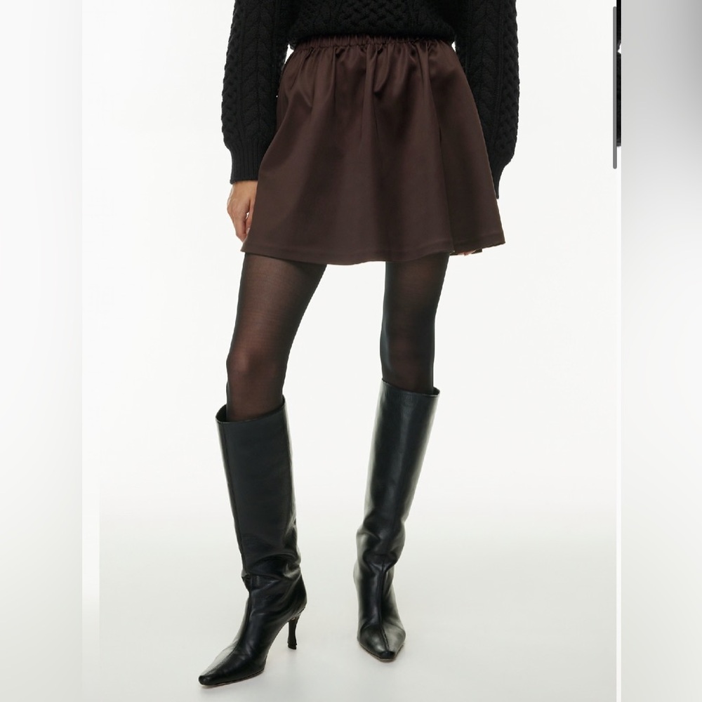 Brown Satin Bubble Skirt by Wilfred